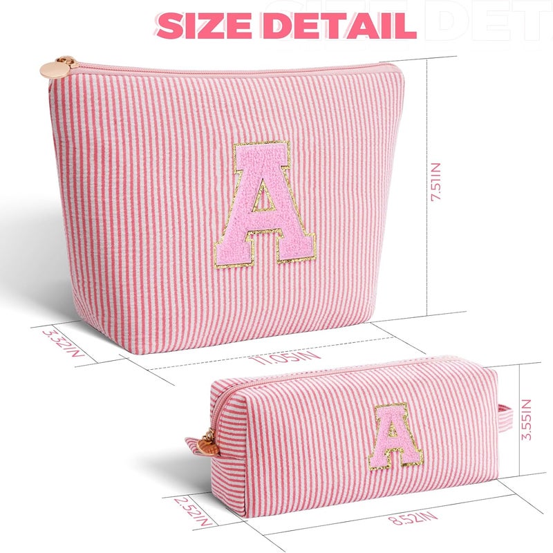 Btffitting Makeup Bag Set Initials Cosmetic Bag,Gifts for 10 11 12 13 14 15 16 17 18 Years Old Girl Girlfriend Teen Girls Gift Trendy Stuff Personalized Toiletry Bag Travel - Peach,A - Image 5